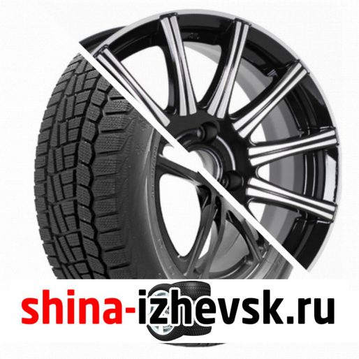Колесо в сборе Viatti Brina зима (V-521) 185/65 R15 T 88 + КиК Сиеста 6xR15 4×98 ET40 DIA67.1 Черный глянцевый с полированными элементами лицевой поверхности в Ижевске